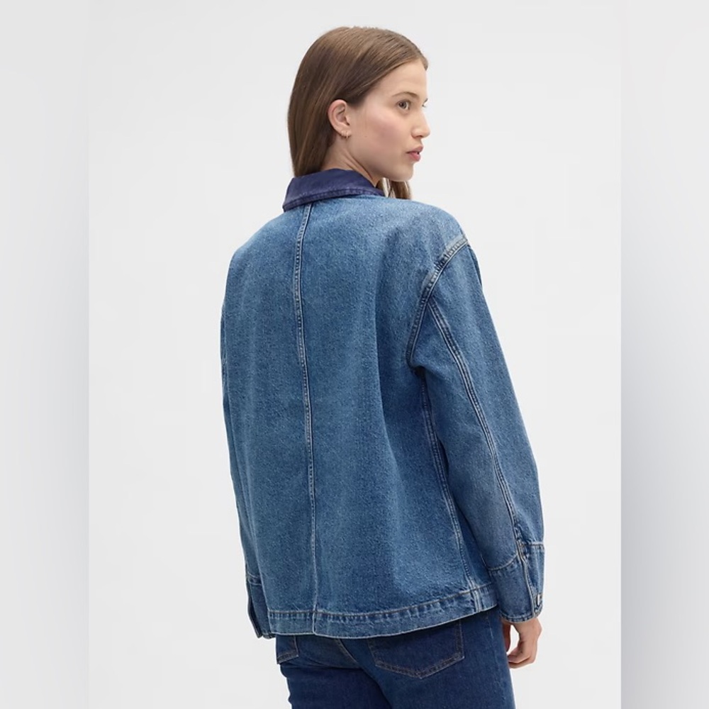 GAP Blue Denim Jacket with Dark Blue Corduroy Collar - Picture 8 of 8